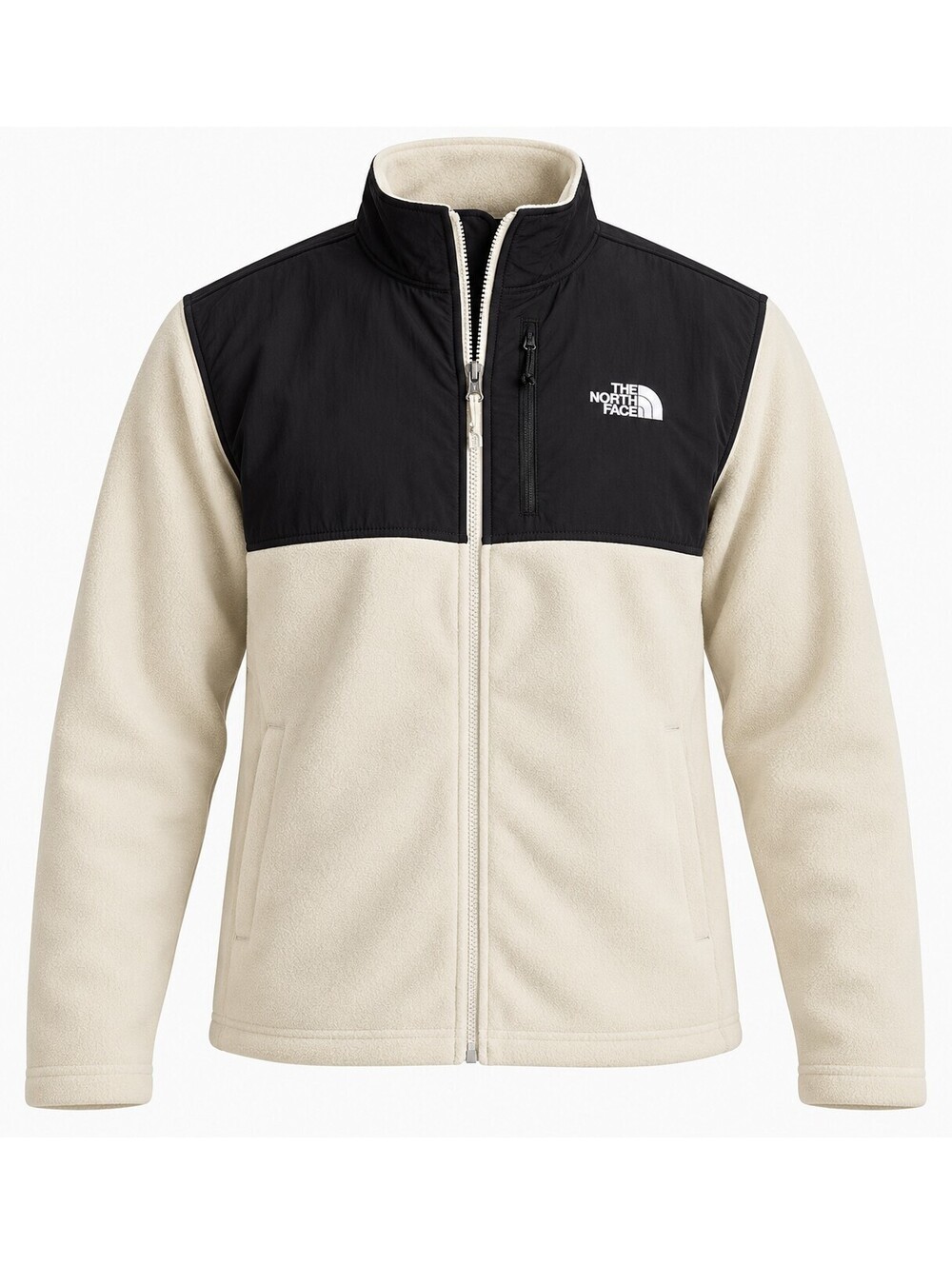 The North Face Sun Rise Full Zip Men’s Large Vintage White Black Fleece Jacket